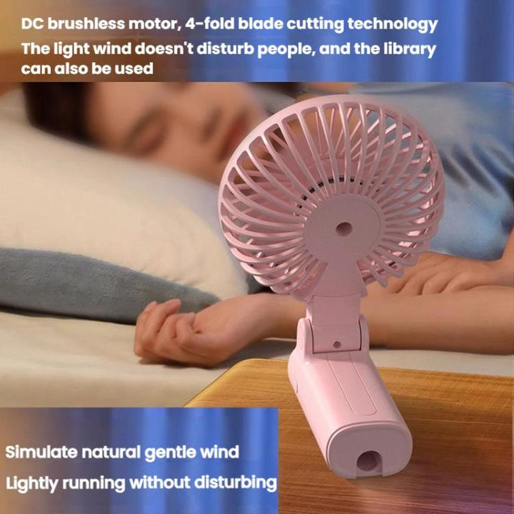 Folding Hanging Umbrella Fan USB Håndholdt Bærbar Parasol Klippvifte Kompakt Skrivebordsvifte (Rosa) | Skanto