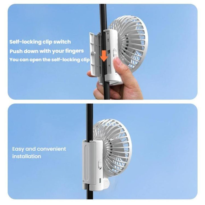 Folding Hanging Umbrella Fan USB Håndholdt Bærbar Parasol Klippvifte Kompakt Skrivebordsvifte (Rosa) | Skanto