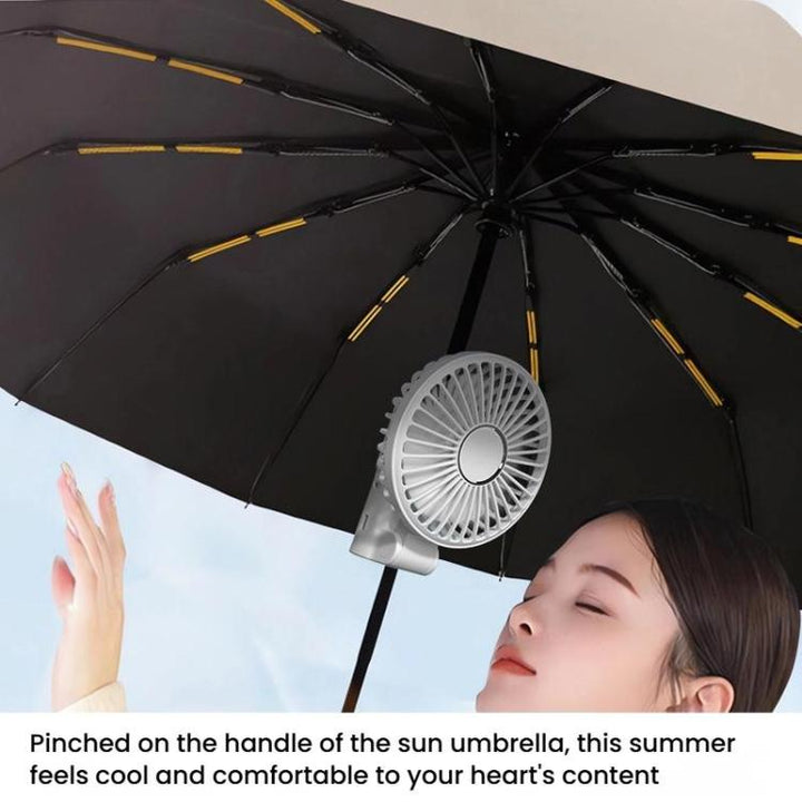 Folding Hanging Umbrella Fan USB Håndholdt Bærbar Parasol Klippvifte Kompakt Skrivebordsvifte (Rosa) | Skanto