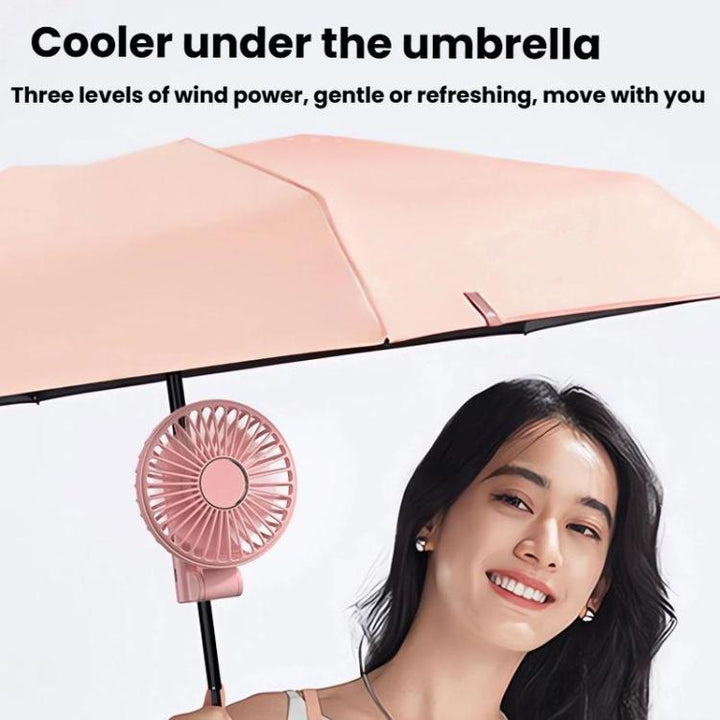 Folding Hanging Umbrella Fan USB Handheld Portable Umbrella Clip Fan Compact Desktop Fan(White) | Skanto