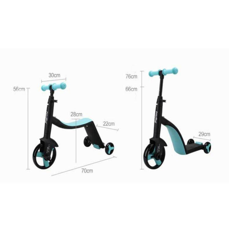 Skanto | nadle Sammenleggbar Trehjuls Tre-modus Balansesykkel Barn Scooter (Blå)