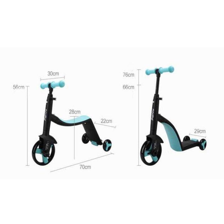 Skanto | nadle Sammenleggbar Trehjuls Tre-modus Balansesykkel Barn Scooter (Blå)