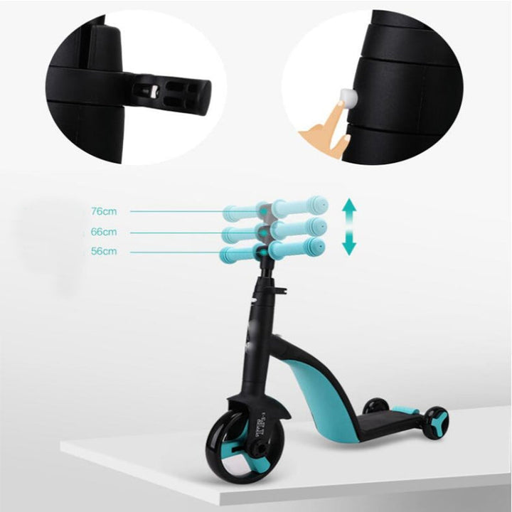 Skanto | nadle Sammenleggbar Trehjuls Tre-modus Balansesykkel Barn Scooter (Blå)