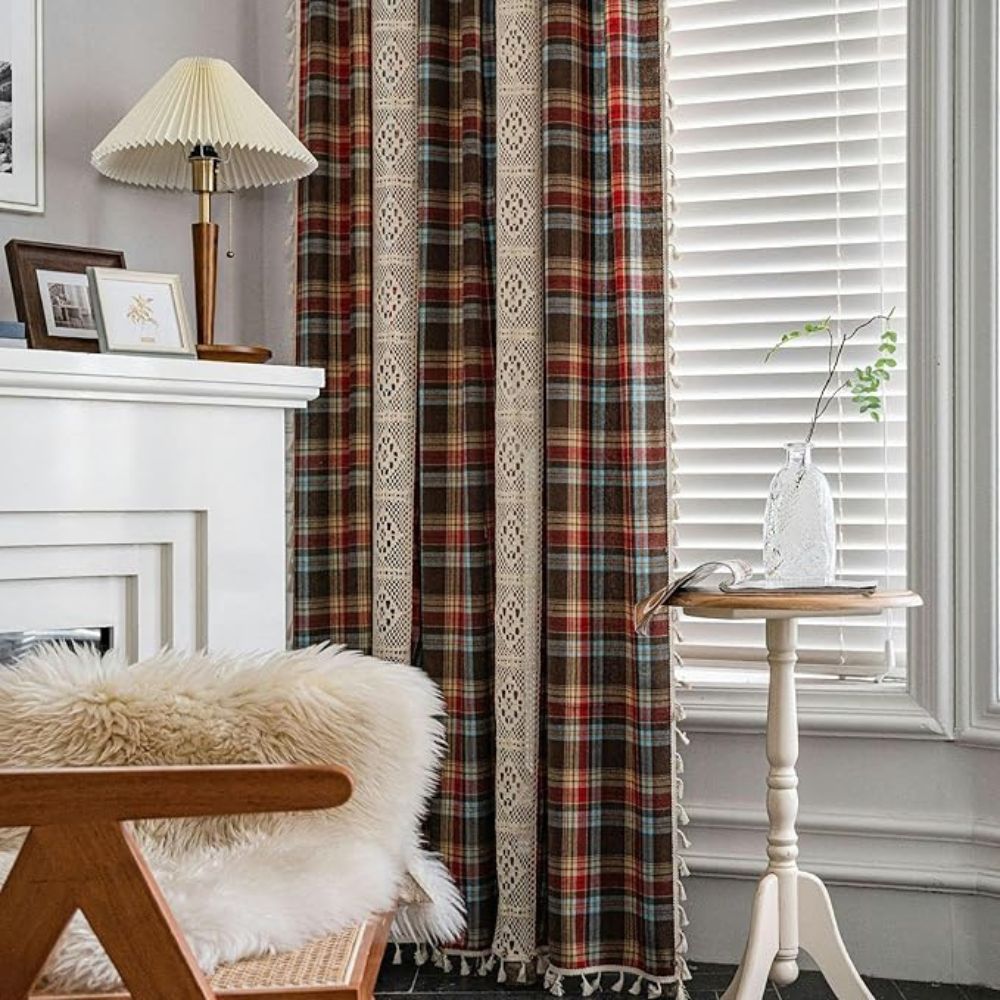 Skanto | Tartan Heklet Blonde Fringet Gardin