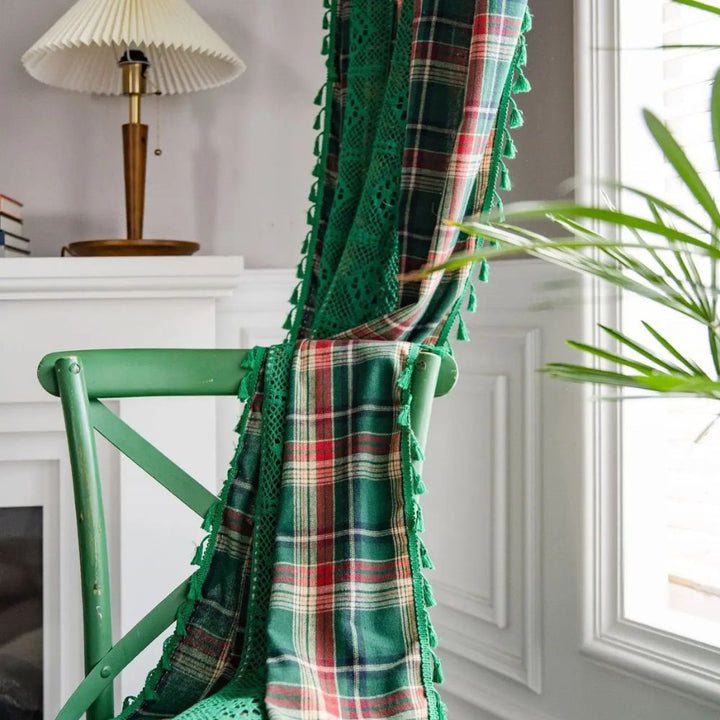 Skanto | Tartan Heklet Blonde Fringet Gardin