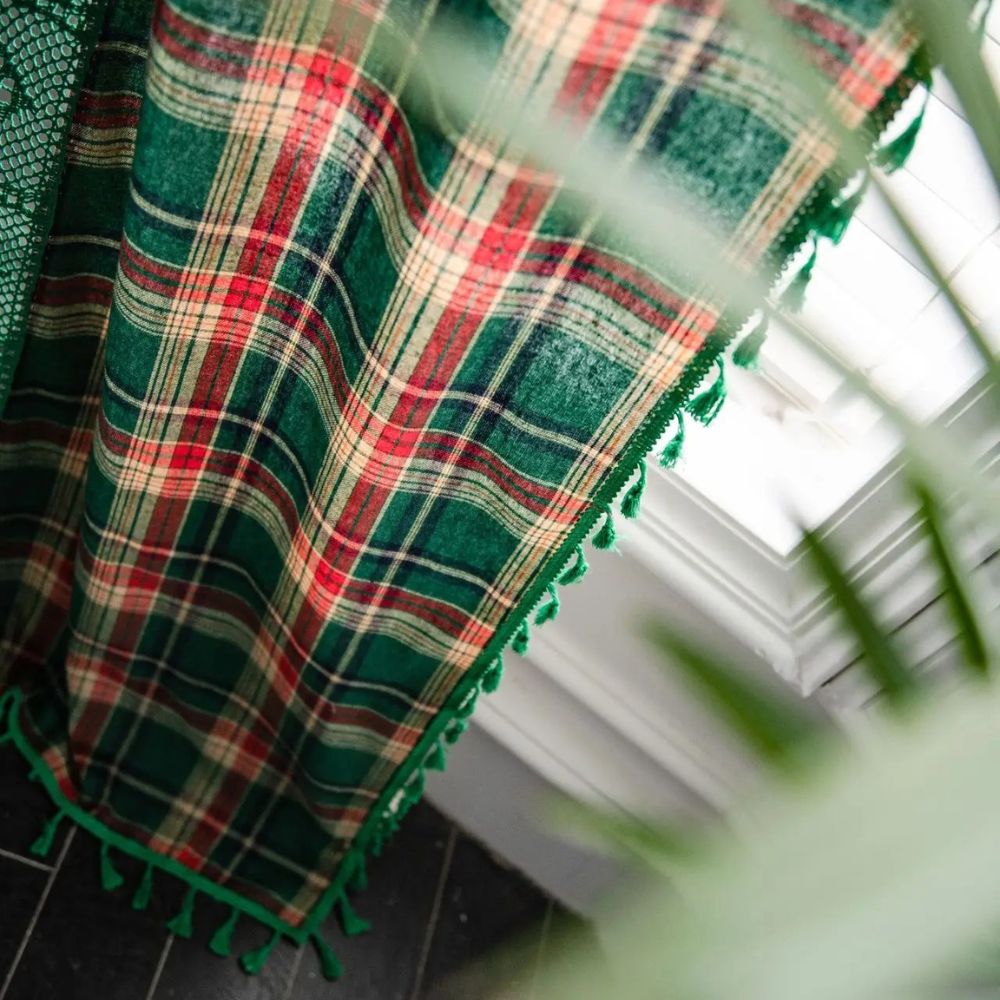 Skanto | Tartan Heklet Blonde Fringet Gardin