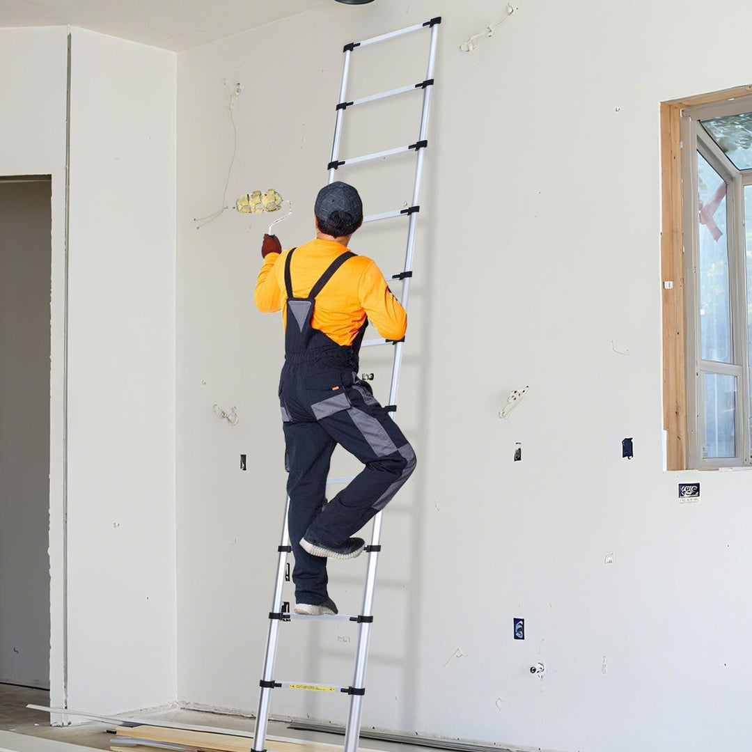 Teleskopisk stige Aluminium Belastning kapasitet opp til 150kg 2.6m-5m med stabilisator | Skanto
