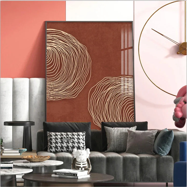 Terracotta Contours Abstrakt Minimalistisk Estetikk Veggkunst Kunstnerisk Lerretstrykk for moderne Leilighet Oppholdsrom Foyer Hjemmekontor Dekor | Skanto