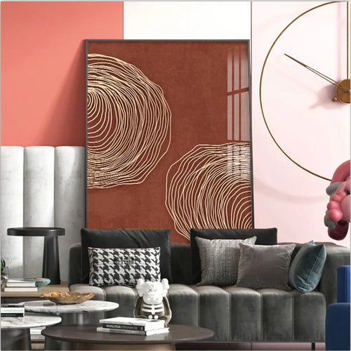 Terracotta Contours Abstrakt Minimalistisk Estetikk Veggkunst Kunstnerisk Lerretstrykk for moderne Leilighet Oppholdsrom Foyer Hjemmekontor Dekor | Skanto