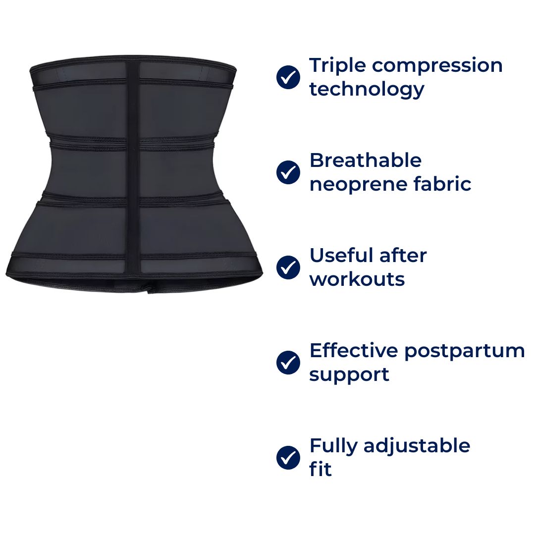 ThermoCore | Midjetrener Belte – Tredobbel Komprimering – Pustende Neoprenmaterial – Etter trening & Etter fødsel Bruk Skanto