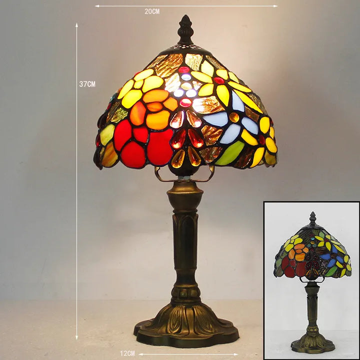 Skanto | Tiffany Skrivebordslampe | LED E27 | Fargerikt Håndlaget Glass