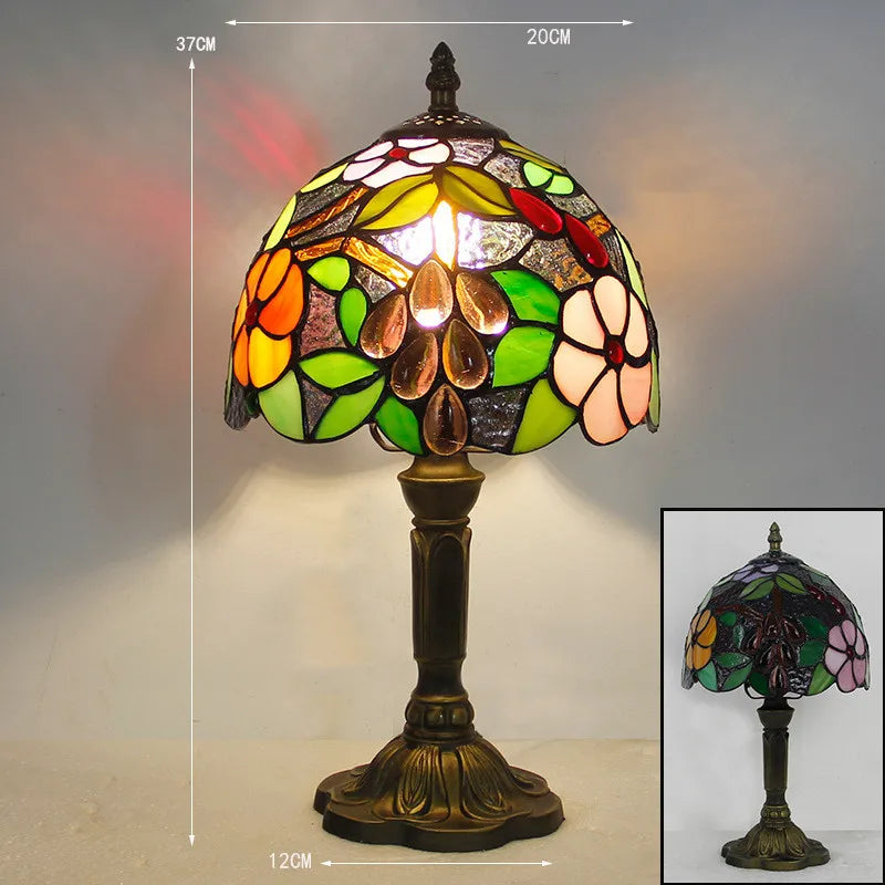 Skanto | Tiffany Skrivebordslampe | LED E27 | Fargerikt Håndlaget Glass