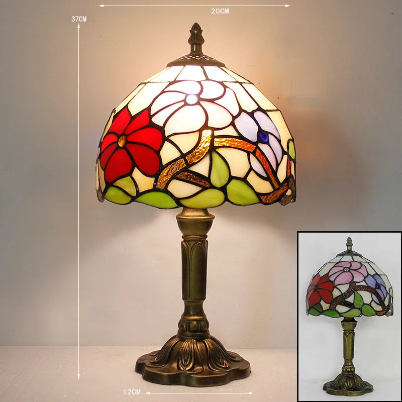 Skanto | Tiffany Skrivebordslampe | LED E27 | Fargerikt Håndlaget Glass