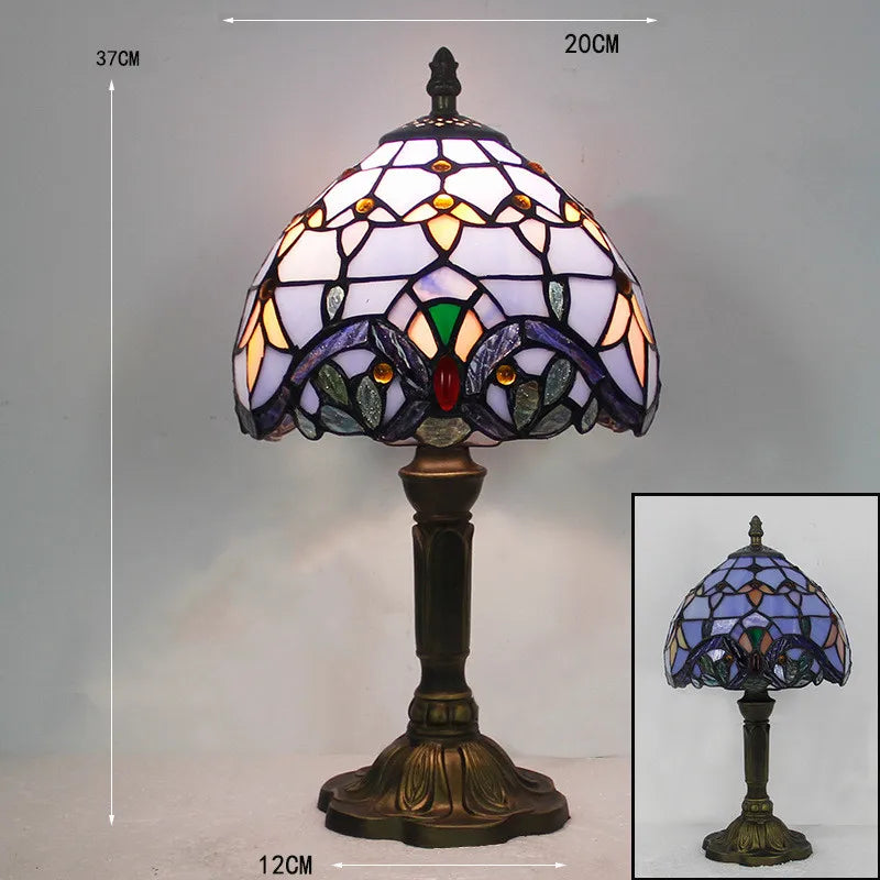 Skanto | Tiffany Skrivebordslampe | LED E27 | Fargerikt Håndlaget Glass
