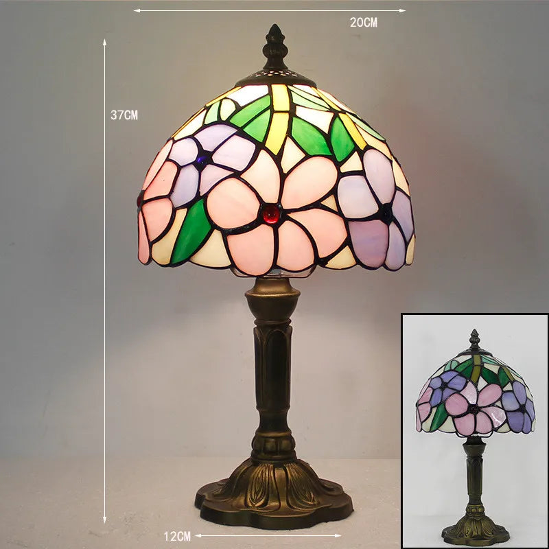 Skanto | Tiffany Skrivebordslampe | LED E27 | Fargerikt Håndlaget Glass
