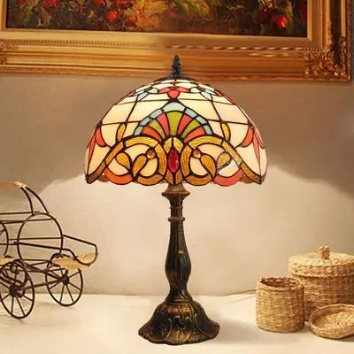 Skanto | Tiffany Skrivebordslampe | LED E27 | Fargerikt Håndlaget Glass