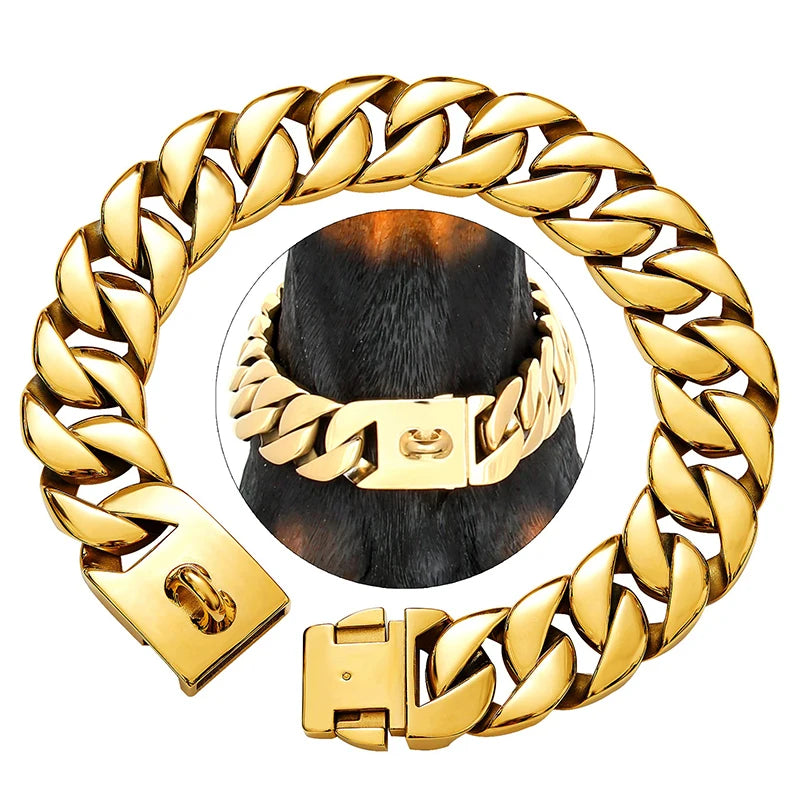 Skanto | Styrke Hals Metall Hundehalsbånd – Solid Rustfritt Stål Halsbånd for Store Hunder