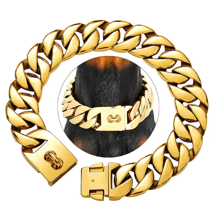 Skanto | Styrke Hals Metall Hundehalsbånd – Solid Rustfritt Stål Halsbånd for Store Hunder