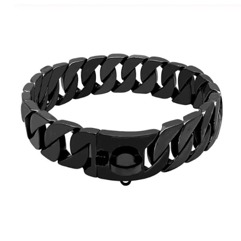 Skanto | KrachtNeck Metall Hundehalsbånd – Robust Rustfritt Stål Halsbånd for Store Hunder