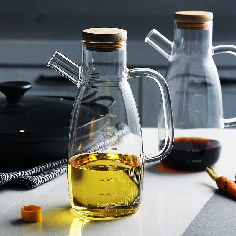 Transparent glass oil bottle with handle Skanto