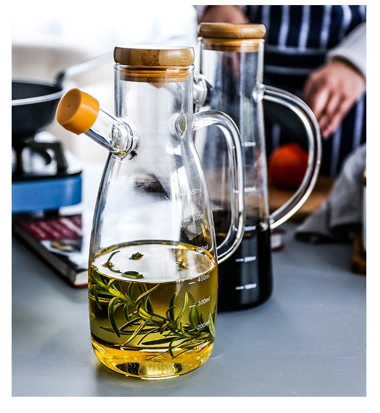 Transparent glass oil bottle with handle Skanto