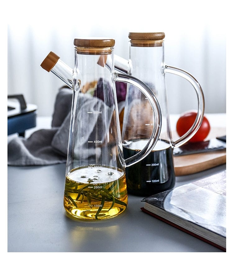 Transparent glass oil bottle with handle Skanto