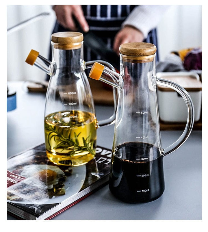 Transparent glass oil bottle with handle Skanto