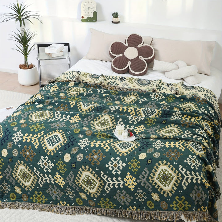 Skanto | Tribal-Inspirert Myk Geometrisk Frynse Teppe