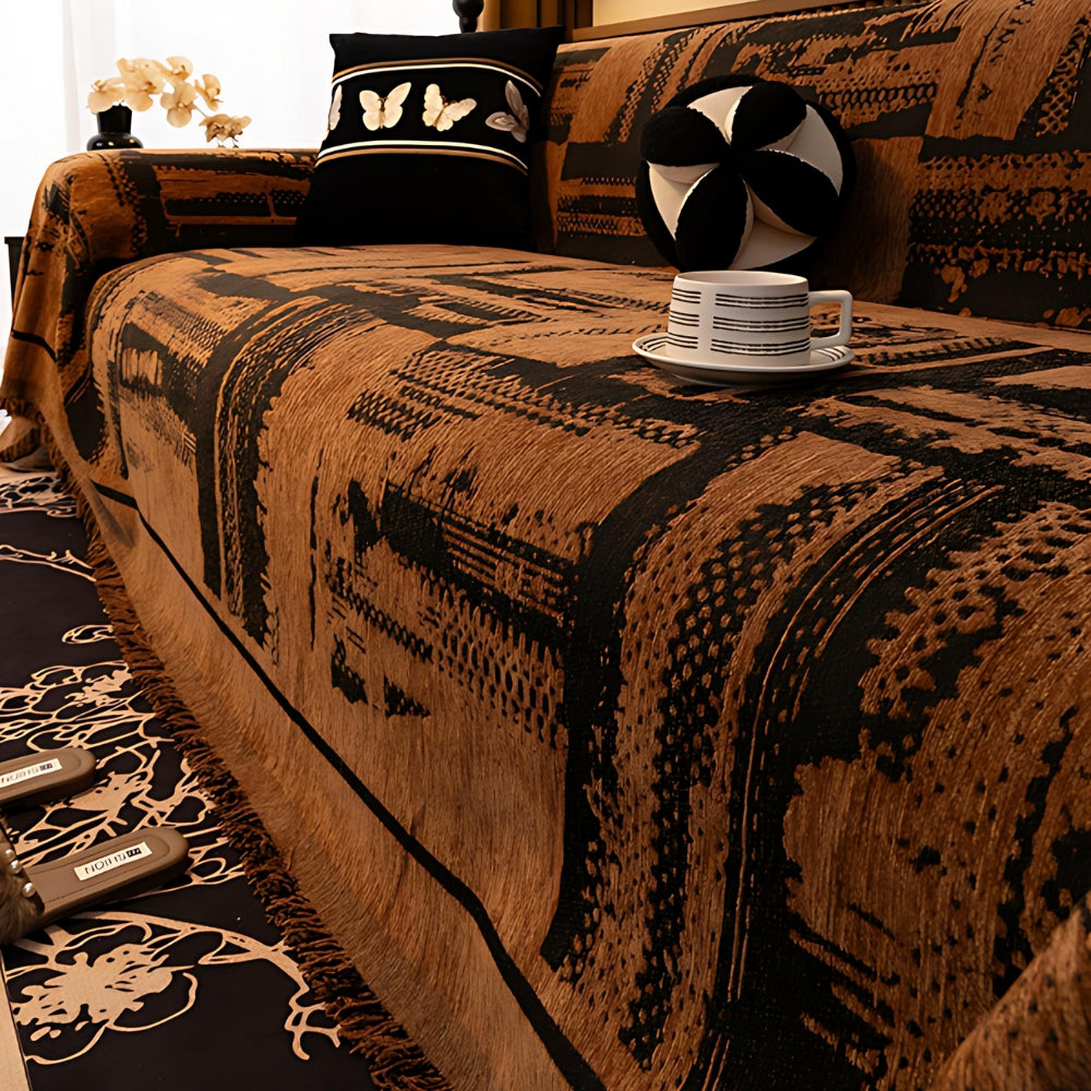 Skanto | Tribal Geometric Chenille Sofatrekk
