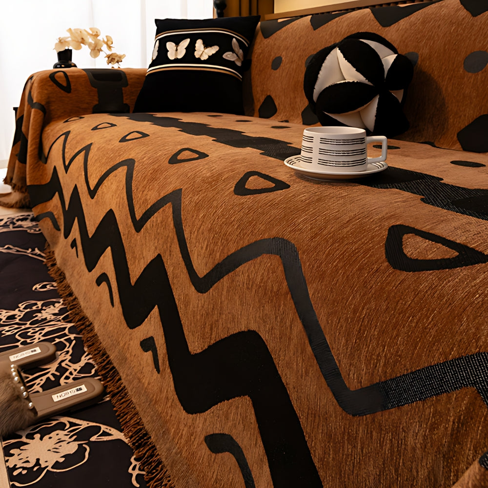Skanto | Tribal Geometric Chenille Sofatrekk