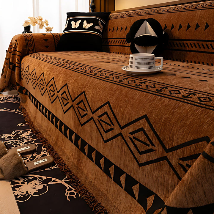 Skanto | Tribal Geometric Chenille Sofatrekk