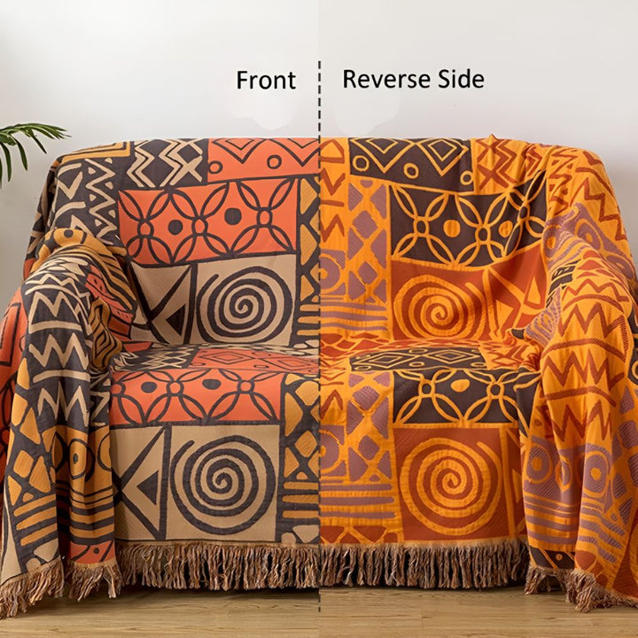 Skanto | Tribal Lappet Reversibel Frynse Bomullstekk
