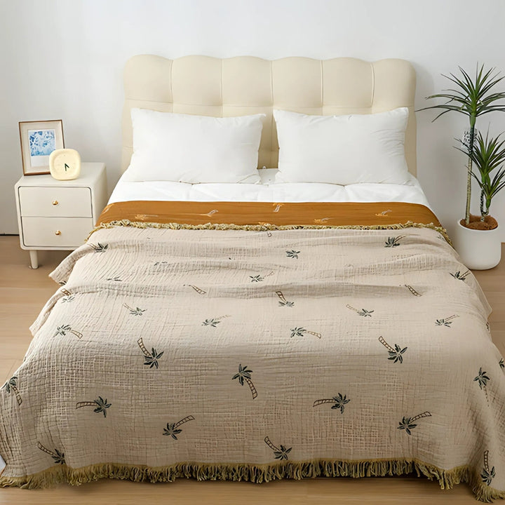 Skanto | Tropisk palme reversibel bomullspledd