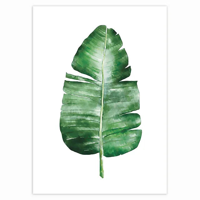 Tropiske grønne blader Monstera-bregne-palme veggkunst fin kunst lerretstrykk akvarellplakater bilder for stuen nordisk interiørdesign | Skanto