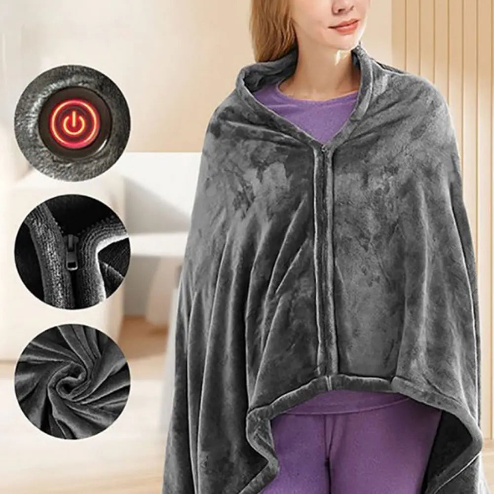 Skanto | WarmHaven Oppvarmet Fleece Teppe – Tre Varmeinnstillinger og USB-tilkobling for Personlig Komfort