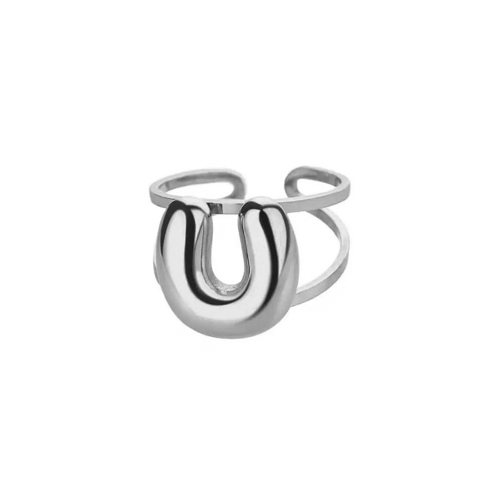 Skanto | Justerbar Åpen Bånd Boblebokstav Initial Ring