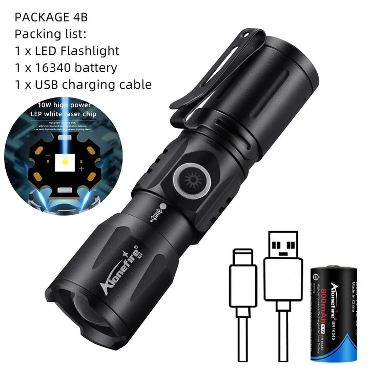 Skanto | Ultra Bright USB teleskopisk zoom lommelykt