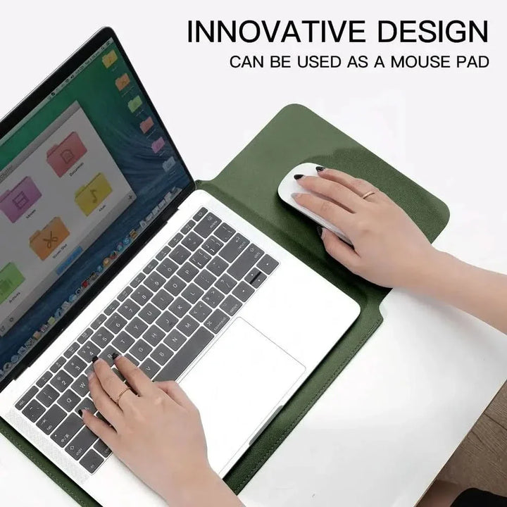 Skanto | Ultra-Slim PU Lær Laptop Sleeve (13–15 tommer) – Vanntett & Multifunksjonell