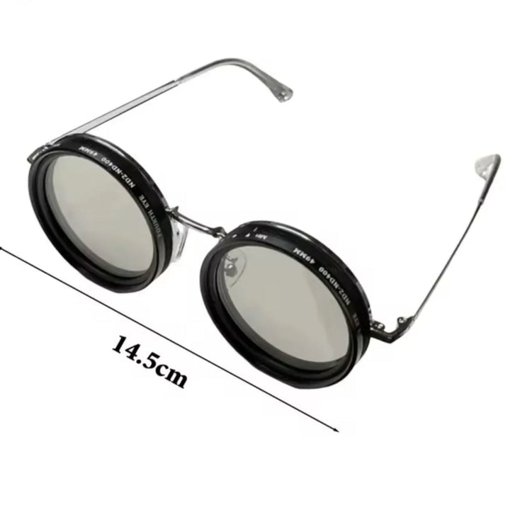 Skanto | Unisex Runde Polarisert Solbriller – Justerbar Lysreduksjon – Premium Metallramme