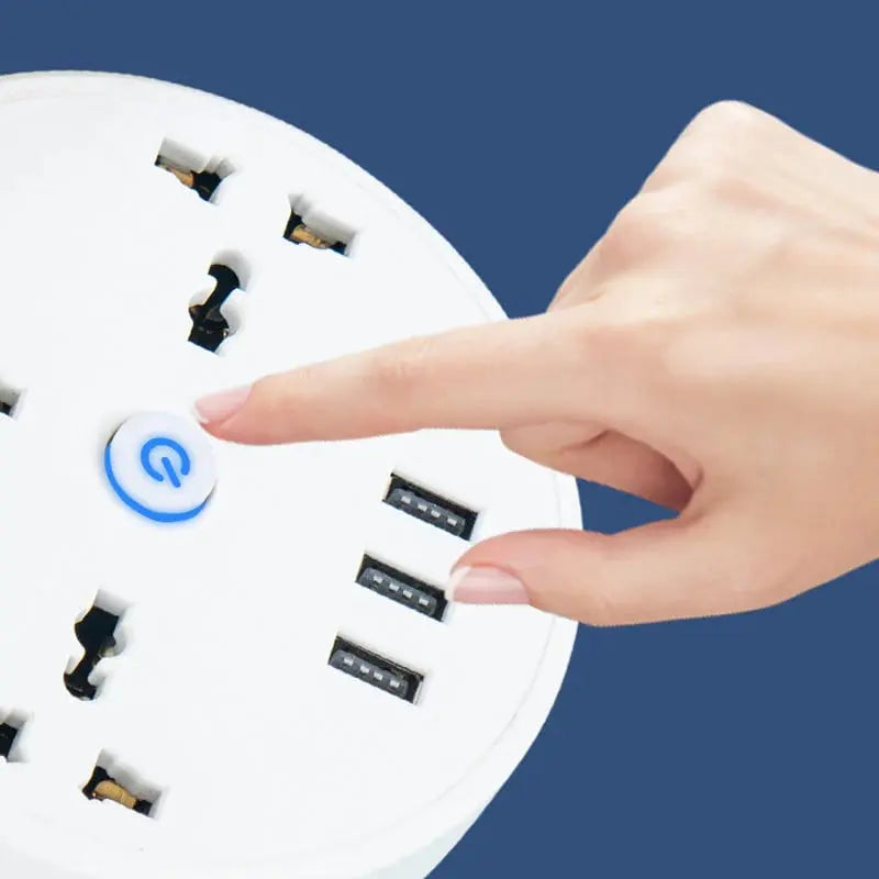 Universell strømskinne med forlengelseskabel og USB-porter