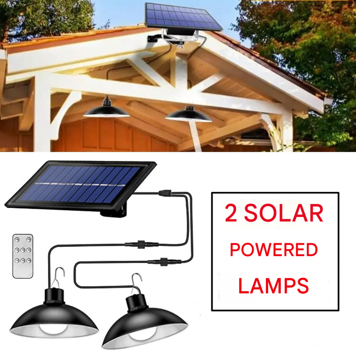 SolarDuo LED Lamp Sett på Solenergi med Fjernkontroll | Skanto
