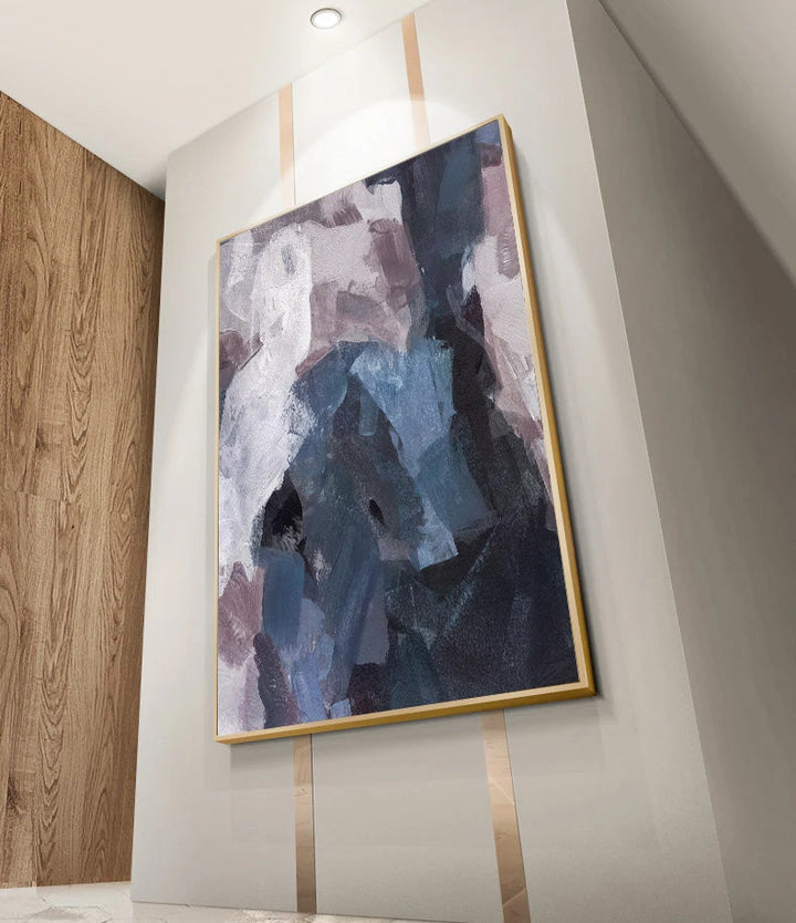 Blå Mauve Lilla Abstrakt Fargeblokk Veggkunst Fine Art Lerret Utskrifter Bilder For Luksusleilighet Stue Spisestue Inngang Mottak Foyer Dekor | Skanto