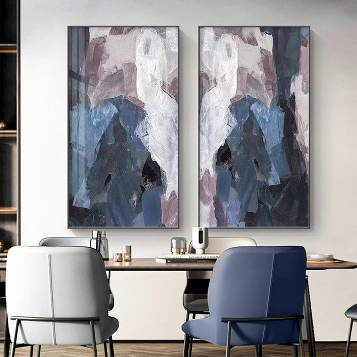 Blå Mauve Lilla Abstrakt Fargeblokk Veggkunst Fine Art Lerret Utskrifter Bilder For Luksusleilighet Stue Spisestue Inngang Mottak Foyer Dekor | Skanto