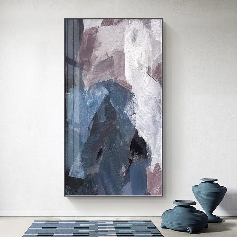 Blå Mauve Lilla Abstrakt Fargeblokk Veggkunst Fine Art Lerret Utskrifter Bilder For Luksusleilighet Stue Spisestue Inngang Mottak Foyer Dekor | Skanto