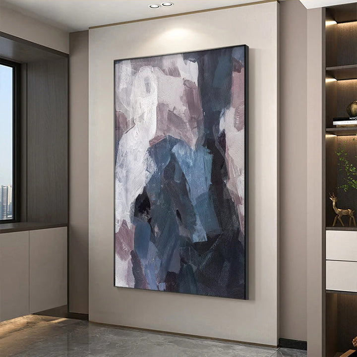 Blå Mauve Lilla Abstrakt Fargeblokk Veggkunst Fine Art Lerret Utskrifter Bilder For Luksusleilighet Stue Spisestue Inngang Mottak Foyer Dekor | Skanto