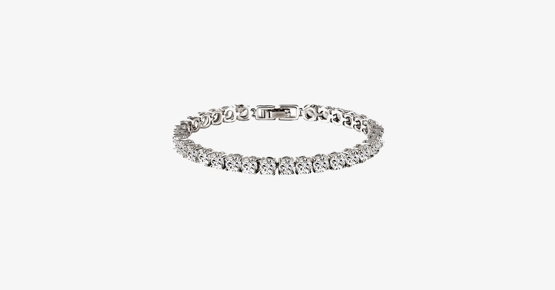 Skanto | Diamond Eternity Armbånd i Sølvfarge - Rundt Klipt Diamant Zirkon-Steiner - La Deg Se Fantastisk Ut