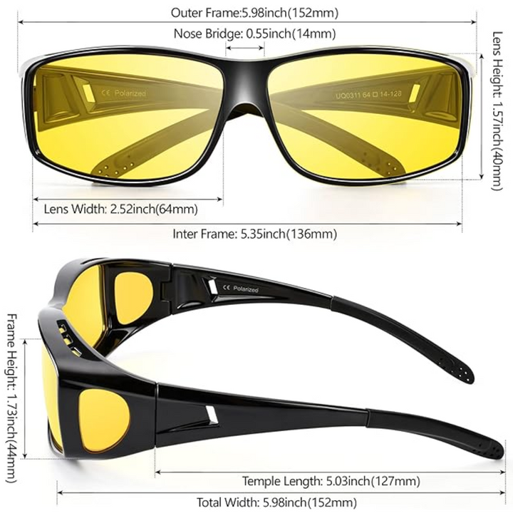Skanto | Jeremy Night Vision Polaroid Kjøreglass – Anti-refleksjonsglass for Sikker Nattkjøring