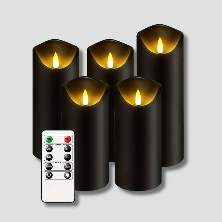 Skanto | MystiFlame - 5-delers LED Lysestake Sett med Svart Finish