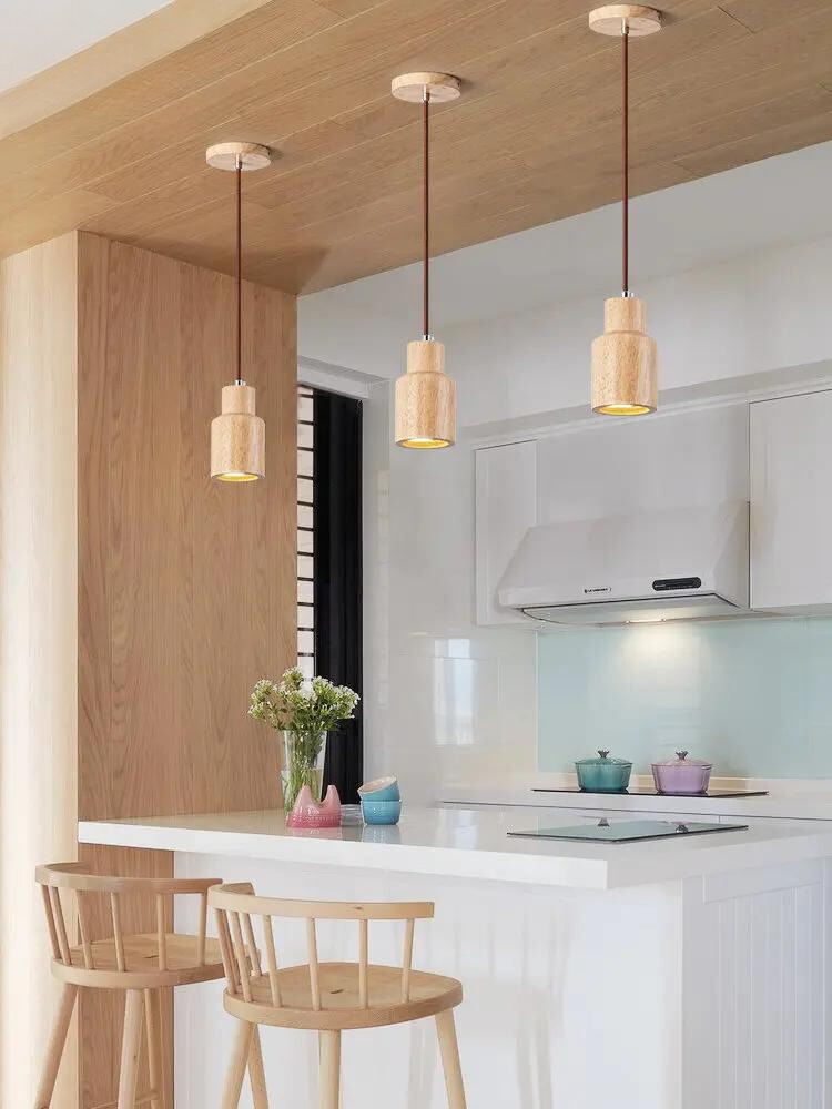 Skandinavisk pendellampe i tre – Minimalistisk design for stue og soverom | Naturlig treutseende