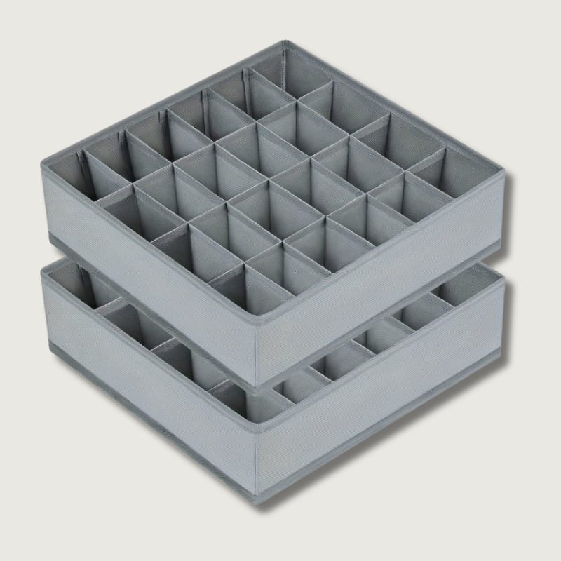 Skanto | FoldBox - 2-Pack Sammenleggbare Oppbevaringsbokser med 24 Rom
